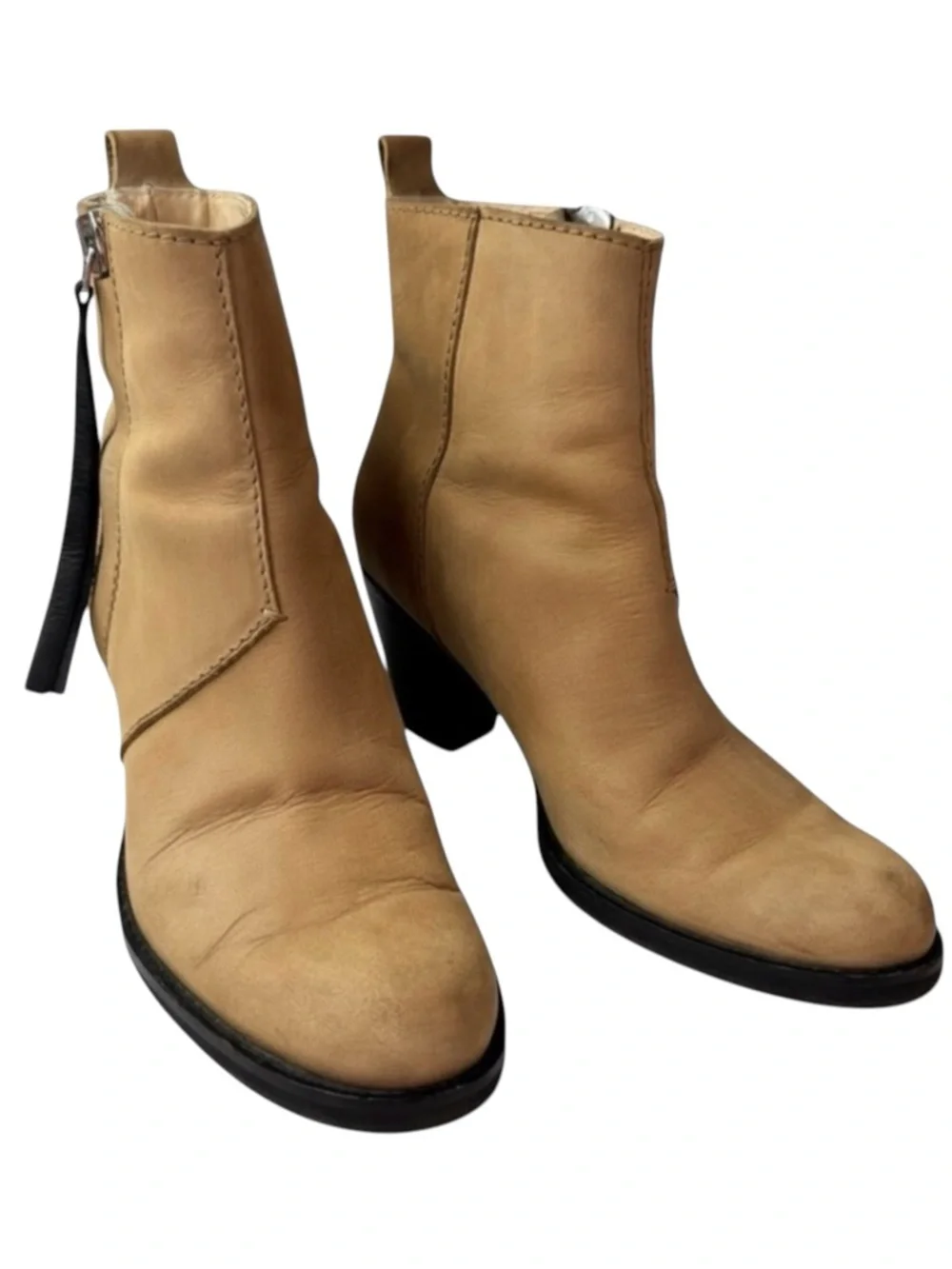 Acne Studios Pistol Nubuck Leather Ankle Boots Tan Brown Italy Women’s Size 8.5 - Picture 1 of 14